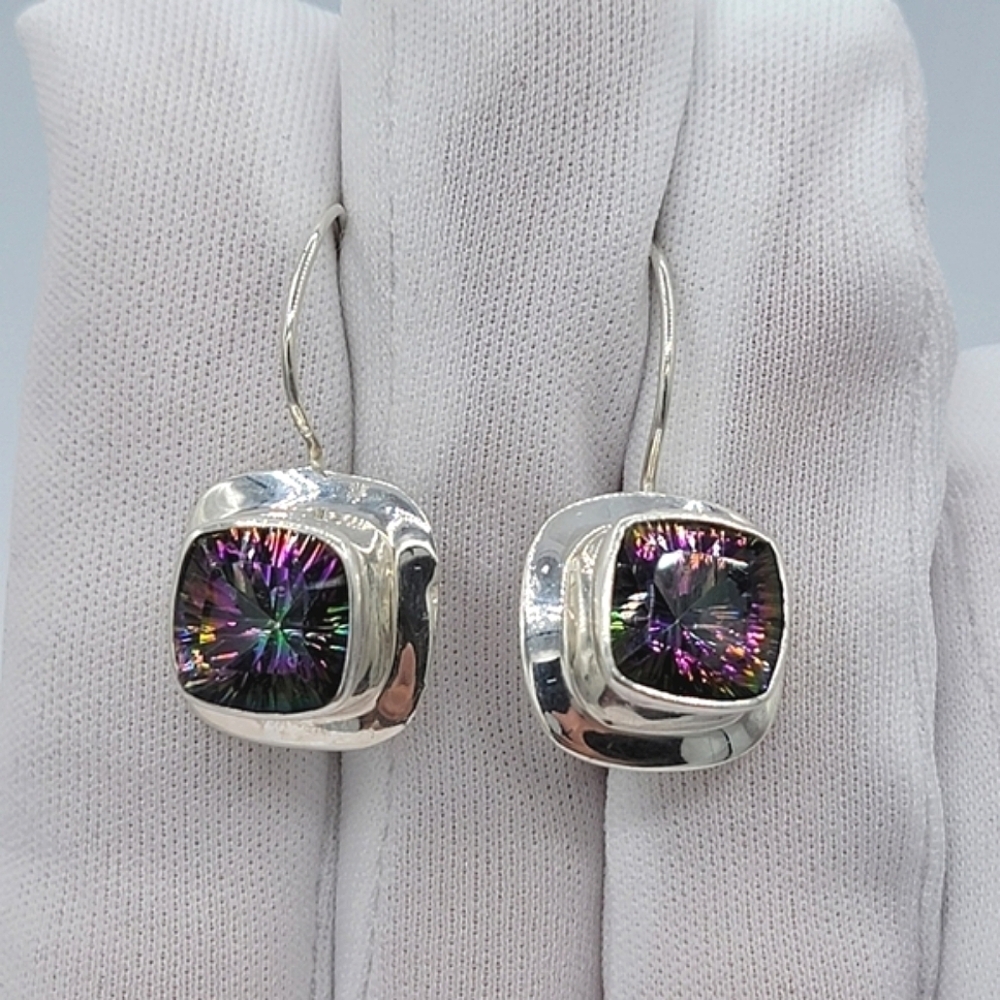 Mystic Topaz 925 Silver Earrings #2421